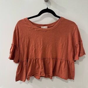Altar'd State Terracotta Ruffle Crop Top